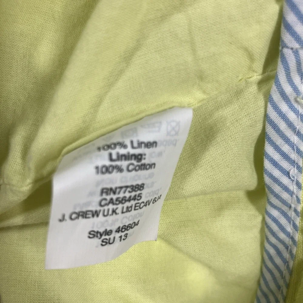 J Crew Womens Linen Paperbag Mini Skirt 8 Yellow Preppy Coastal‎ Beach